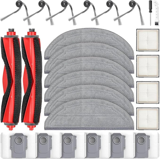 26 Pcs Replacement Kit for Q10 S5+ Robot Vacuum, 2 Main Brush, 4 HEPA Filter, 6 Mop Pads, 6 Side Brush, 6 Dust Bag,1 Cleaning Brush and 1 Screwdriver