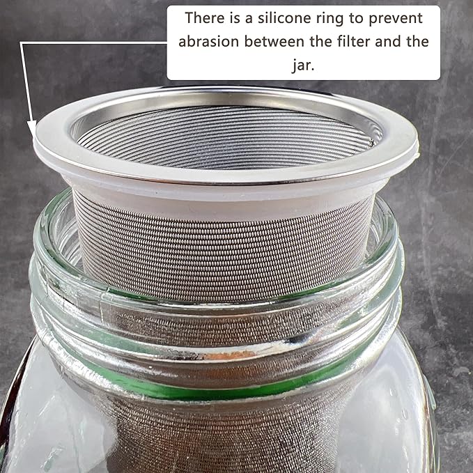 2 Pack - Ultra Fine Cold Brew Coffee Filter For 64 OZ and Larger Wide Mouth Mason Jar, Food Grade 304 (18/8) Stainless Steel Filter, Multiple Usages, Cold Brew Tea Filter, Fruit Infused Water Filter