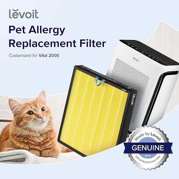 LEVOIT Vital 200S Pet Allergy Air Purifier Replacement, 3-in-1 True HEPA, High-Efficiency Activated & Vital 100S Pet Allergy Air Purifier Replacement, 3-in-1 HEPA High-Efficiency Activated Carbon