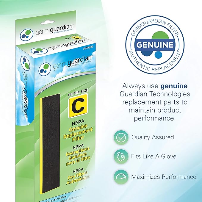GermGuardian Air Purifier Filter FLT5000 Genuine HEPA Replacement Filter C for AC5000, AC5000E, AC5250PT, AC5350B, AC5350BCA, AC5350W, AC5300B Germ Guardian Air Purifiers