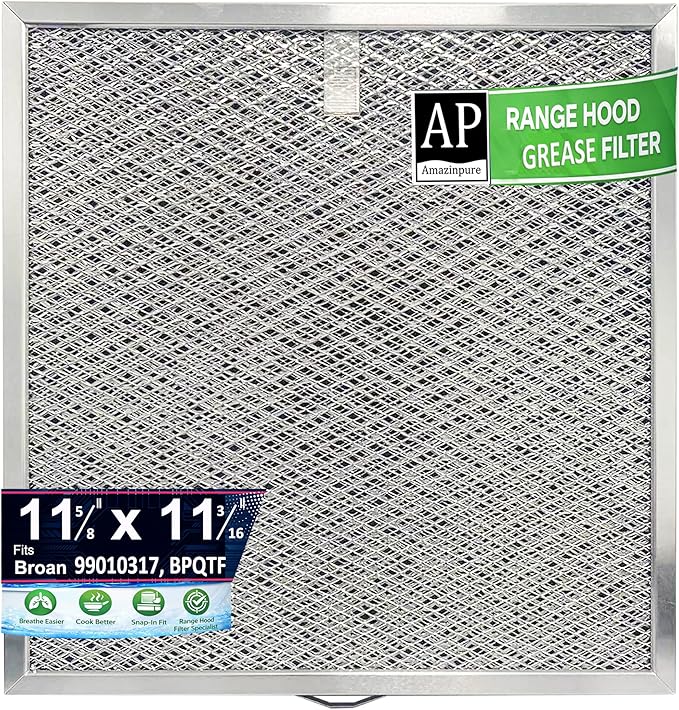 1X BPQTF 99010317 Compatible with Broan-NuTone QT2000 WA6500 WA65F S99010317 BPQTF Kitchen Range Hood Vent Combo Filter Replacements. Aluminum Mesh Dual Layer Charcoal Series