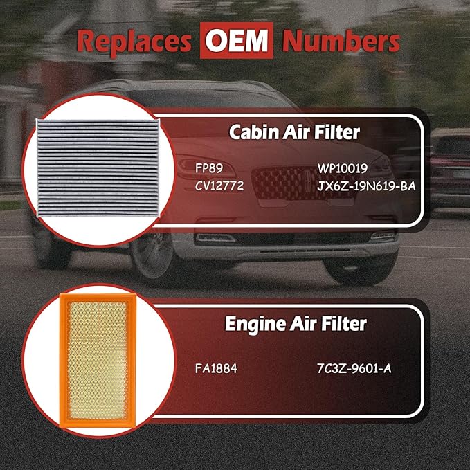 FA1884 Engine Air Filter and FP89 Cabin Air Filter kit Compatible with 2020-2025 Explorer 2.3L 3.0L 2020-2025 Aviator 3.0L 2020-2023 Aviator 3.0L Hybrid Replaces 7C3Z9601A JX6Z19N619BA