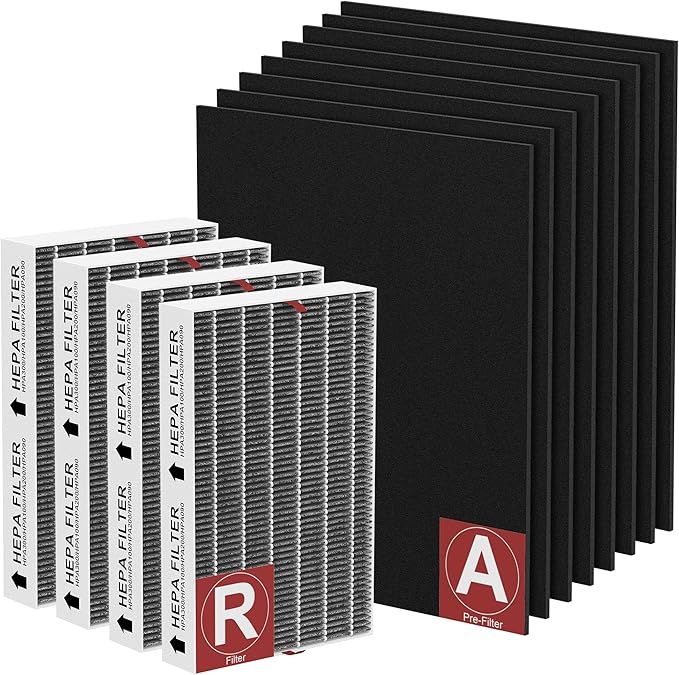 Upgraded HPA200 Carbon Mixed Replacement Filter Compatible with HRF-ARVP200 Series Air Purifi-er HPA200, HPA201, HPA202, HPA204, HPA250, HPA5200, 4 R Filter and 8 Activated Carbon Pre-filter A, 4 Pack