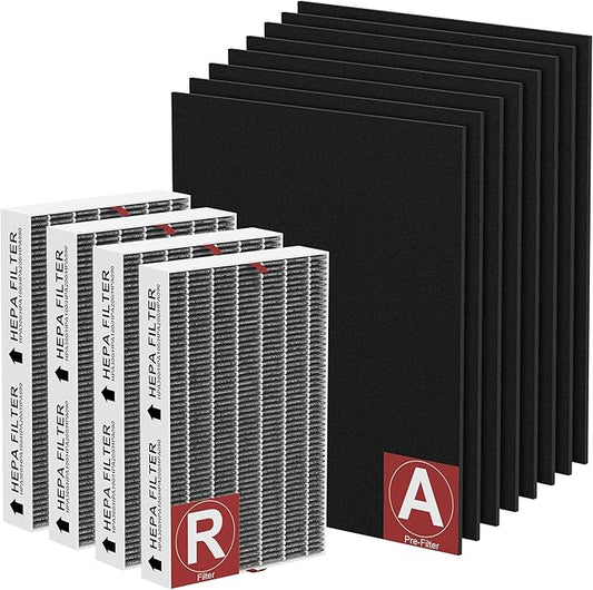 Upgraded HPA200 Carbon Mixed Replacement Filter Compatible with HRF-ARVP200 Series Air Purifi-er HPA200, HPA201, HPA202, HPA204, HPA250, HPA5200, 4 R Filter and 8 Activated Carbon Pre-filter A, 4 Pack