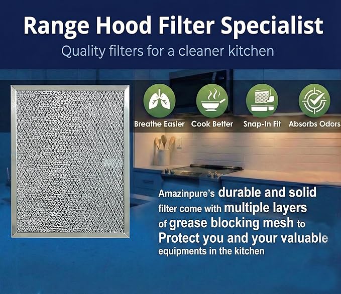 LL62F EMW3011863 Kitchen Range Hood vent Grease Mesh Charcoal Carbon Filter Compatible with LL6200 MM 6500 320VP K0793000 K0793-000 830731 GC-7504 8.5 x 11.25 x .375