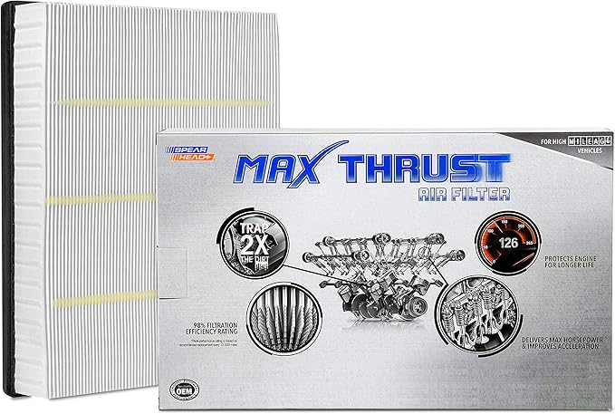 Spearhead Max Thrust Engine Air Filter | Fits Select 1999-2020 Silverado, Suburban, Tahoe, Avalanche, Sierra, Yukon, Escalade, 5.3L/6.0L/6.2L V8 | OEM Fit & High Dust Holding Capacity (MT-755A)