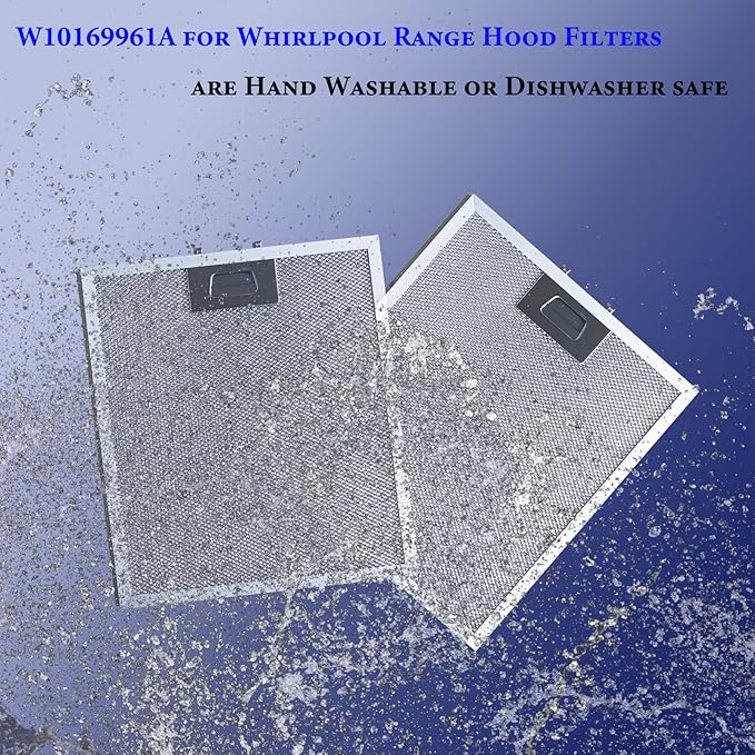 Upgraded W10169961A Range Hood Filter Fit for whirl-pool Range Hood Filter and Samsung Kitchen Aid GE Ikea Thermador etc the stove vent hood filters by size12"x10.5" 2pack
