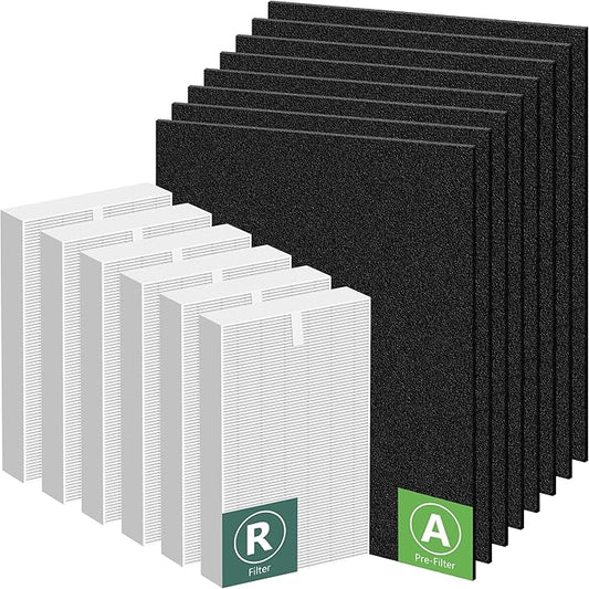 HPA300 Filter Replacement for Honeywell Air Purifiers HPA300 Series, HPA300, HPA304, HPA8350, HPA300VP, HPA3300b, HPA5300, Replace HRF-R3, 6 Middle Main Filter R and 8 Pre Filters A HRF-AP1