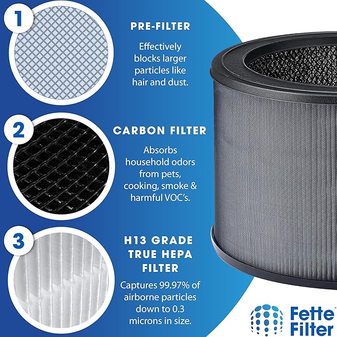 Fette Filter - 2 Premium True Hepa H13 Replacement Filter Size O Compatible with Winix Air Purifier Model A230 A231 Compare to Part # 1712-0110-00, 1712011000