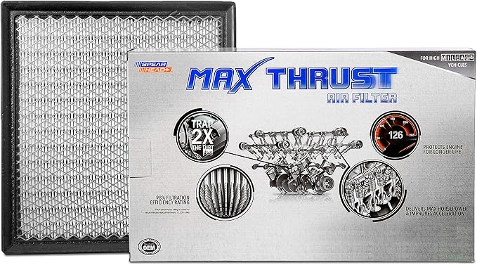 Spearhead Max Thrust Engine Air Filter | Fits Select 1993-2023 QX56, Grand Cherokee, Armada, Frontier, NV1500/2500/3500, Pathfinder, Titan, Xterra | OEM Fit & High Dust Holding Capacity (MT-440)