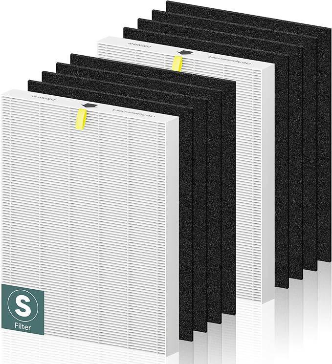 C545 Replacement Filter S Compatible with Winix C545 Air Purifier 1712-0096-00 and 2522-0058-00, 2 x Middle Main Filter + 8 x Activated Carbon Filters