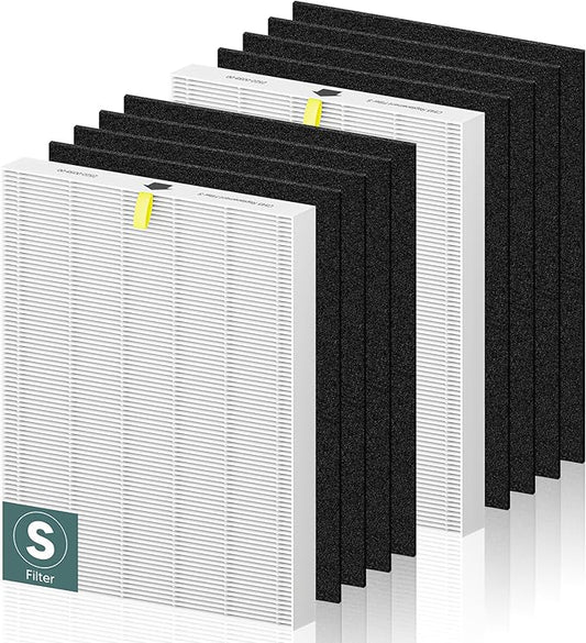C545 Replacement Filter S Compatible with Winix C545 Air Purifier 1712-0096-00 and 2522-0058-00, 2 x Middle Main Filter + 8 x Activated Carbon Filters