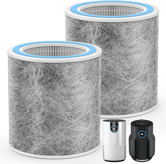 2 Pack HP102 Replacement Filter Compatible with Shark HP102, HP152, HP153, HP102PET, HC452, HP132, HC450, HC451, HC455 Air Puri-fier, True HEPA for 99.97% of Particles, Part #HE1FKPET, HE1FKBAS