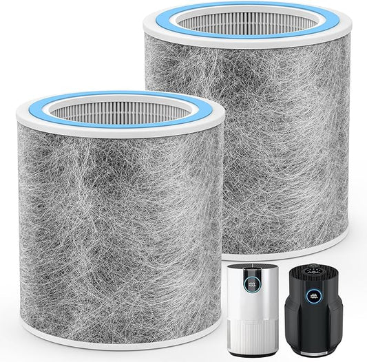 2 Pack HP102 Replacement Filter Compatible with Shark HP102, HP152, HP153, HP102PET, HC452, HP132, HC450, HC451, HC455 Air Puri-fier, True HEPA for 99.97% of Particles, Part #HE1FKPET, HE1FKBAS