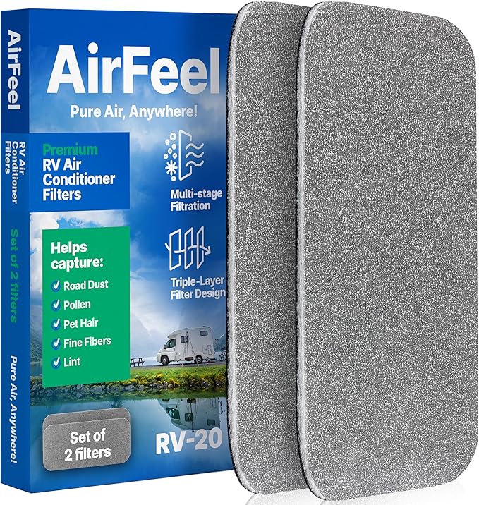 Premium RV AC Filters - Triple-Stage Replacement Filters Compatible w/Furrion Chill Air Conditioner FACT12CA Series - 9"x14" AC Filter for Camper, Motorhome, Travel Trailer, Fifth Wheel - Set of 2