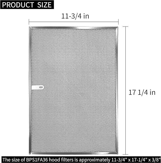 BPS1FA36 Aluminum Range Hood Filter 11-3/4" X 17-1/4" X 3/8" Compatible With B-roan Range Hood Filter 36" WS1 & QS1 & WS2 Series and Sears 5260-36" Series by AMI PARTS (2 Packs)