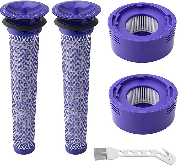 4-Pack Dyson Filter Replacement for V7 V8 SV10 Cordless Vacuum, Replace 965661-01 967478-01, 2 Pre-Filters & 2 Post-Filters Compatible with Dyson V8 Animal Absolute V7 Animal Fluffy