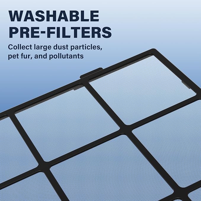AP1512HH Washable Pre-filter Replacement Compatible with Coway Airmega Mighty AP-1512HH, Airmega 200M, AP-1518R, AP-1519P, Includes 2 Washable Pre-filters and 4 Odor Eliminator Carbon Pre Filters