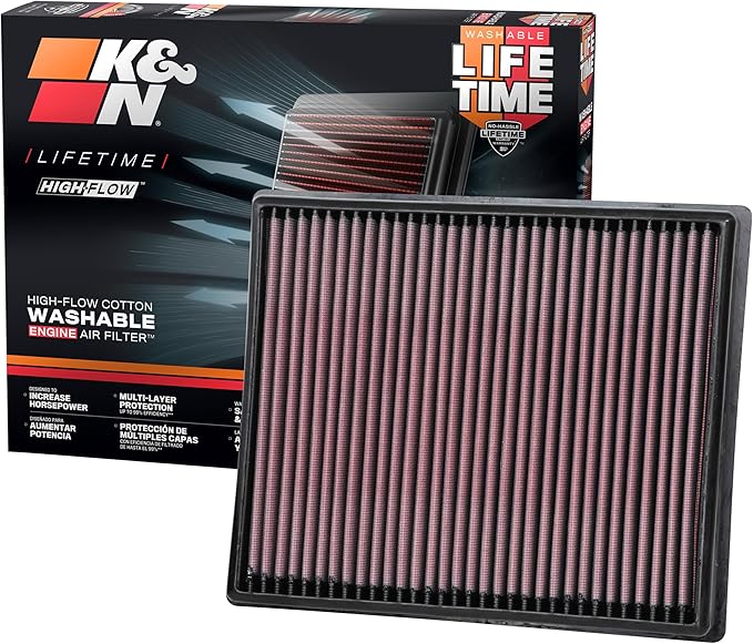 K&N High-Flow Original Lifetime Engine Air Filter: Increase Power: Premium, Washable: Compatible with 2020-2025 Nissan: Frontier, 33-5116