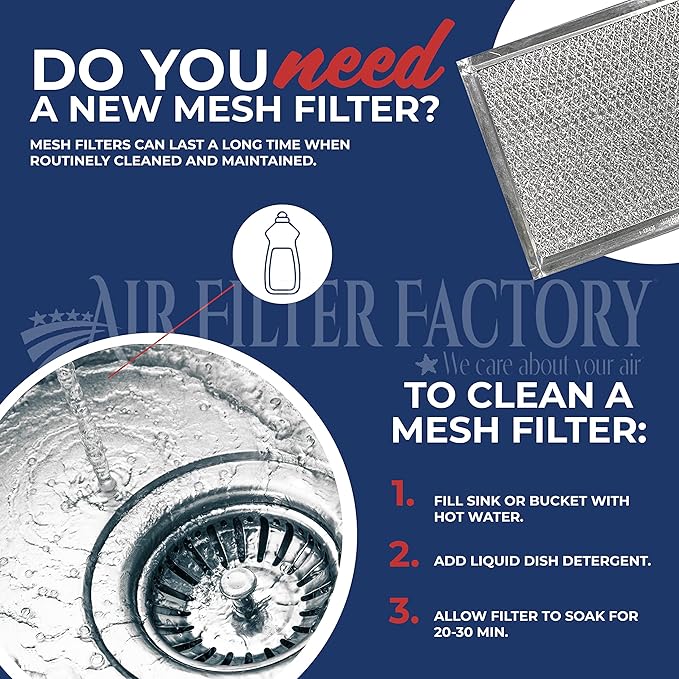 Air Filter Factory 9-1/2 Inches Round x 3/32 With Center Hole Flat Range Hood 12-Layer Aluminum Grease Filter 2-Pack