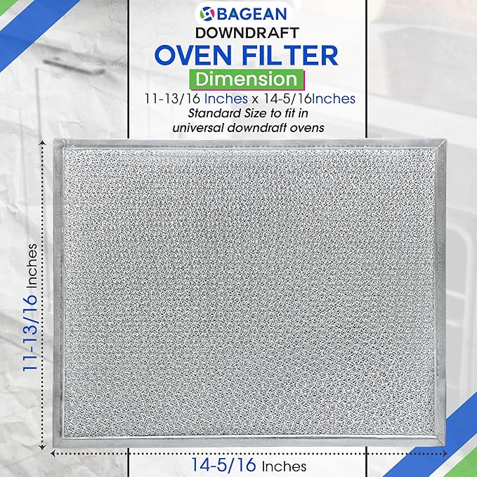 Downdraft Stovetop Filter Replacement for 707929 Jenn Air Filter Downdraft 14” x 11.4”- Grease Screen for Cooktop Fits Into Jenair Stove Filters Vents - Blocks Grease Protecting the Oven (2-pack)