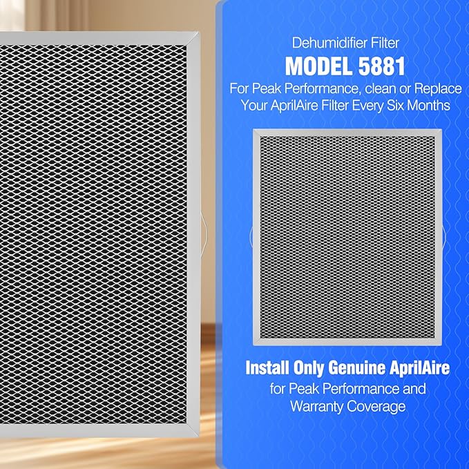 Dehumidifier Filter MERV 8 Washable 5881 Replancement for AprilAire Whole Home Dehumidifier Models E080, E100 8192A 12”x13.5”x1” Pack 2