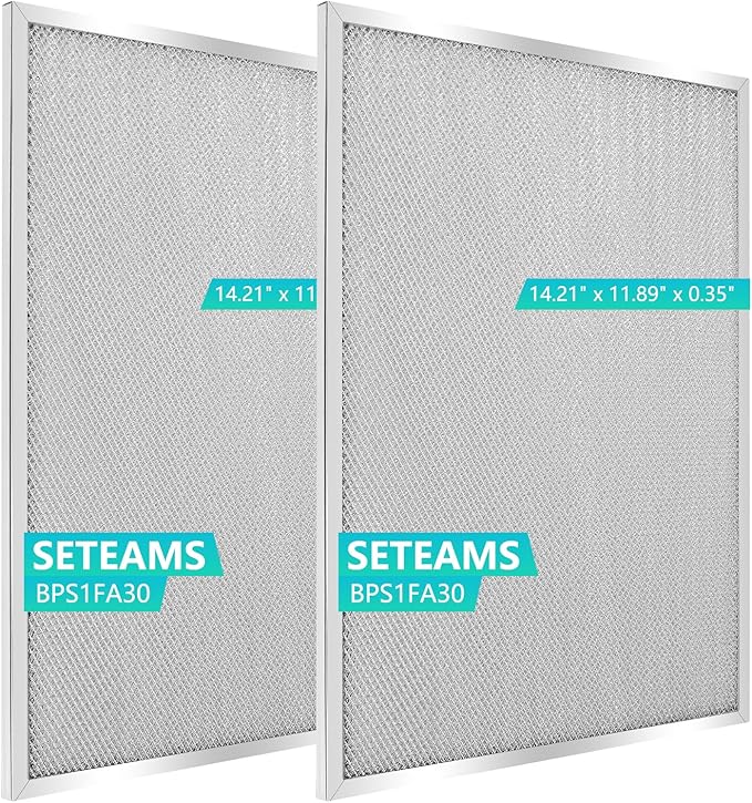 BPS1FA30 Universal Range Hood Filter Replacement 14.21"x11.89"x035" - Aluminum Frame & Mesh - Heavy Duty Grease Filter - 2 Pack