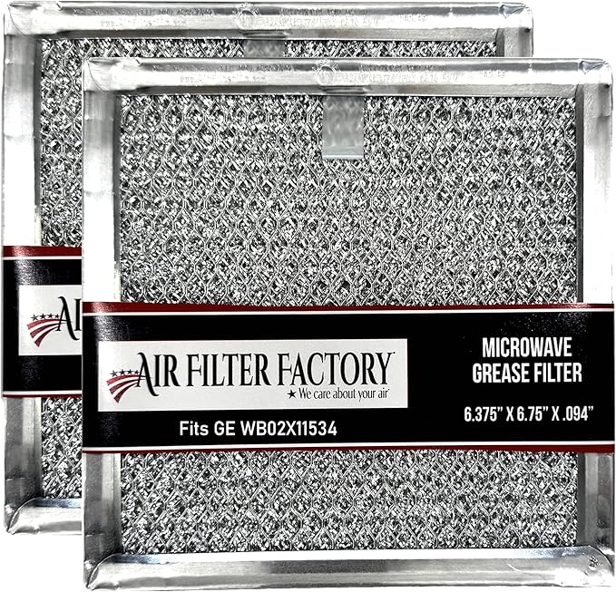 Air Filter Factory Grease Filter WB02X11534 Replacement For GE Microwave Oven Aluminum Grease Mesh Filter 6.81" X 6.34" Over The Range Kitchen Oven Vent 2-Pack