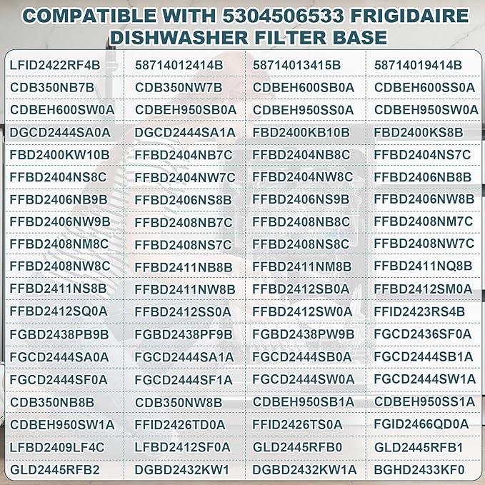 5304506533 Dishwasher Filter Base Compatible With Frigidaire Dishwasher Filter Replaces 154252201 154252301 154252302 154332601 154332602 154758901 154775401 154775402 154776101 AP6036343 4456343