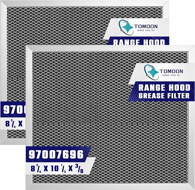 97007696 41F Range Hood Filter 10.5" x 8.8" Replacement for Bro.an Range Hood Filter - Aluminum Mesh Charcoal Combo Kitchen Grease Filter Replace 97007996 WB2X10700 50187 97005687 2 Pack by TOMOON