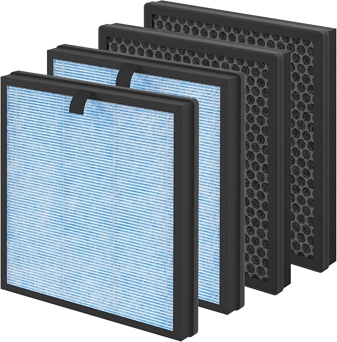 AP303 AP304 Replacement Filter Compatible with DAYETTE & FRESHDEW AP303/AP304 Air Purifier, 3 Stage Filtration for Home Large Room, 4 Pack (Smoke Wildfire Filter)