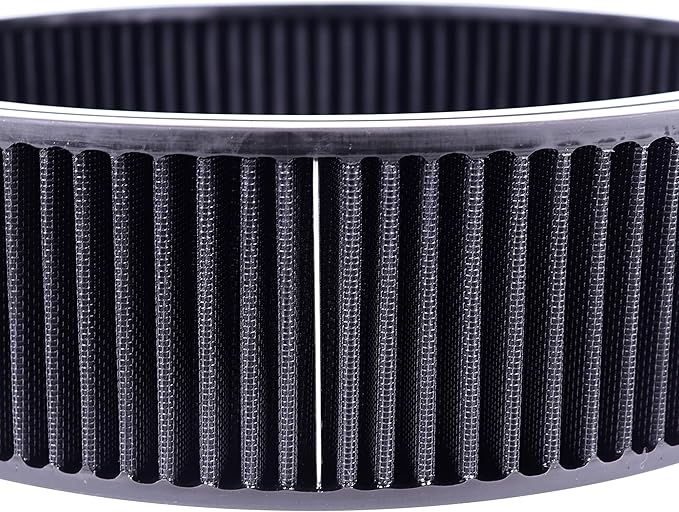 14"x4" Air Cleaner Air Filter Element Round Replacement Washable Reusable Compatible with Chevrolet Buick Ford GMC Mopar Oldsmobile Pontiac Cotton Fiber High Flow (Black)