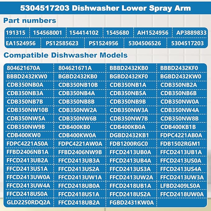 1545680 5304517203 Dishwasher Lower Spray Arm Assembly with 5304518968 Support & 5304506518 Trap Drain Filter Compatible with Frigidaire Kenmore 154568001 154414101 154568002 154250901 PS12585623