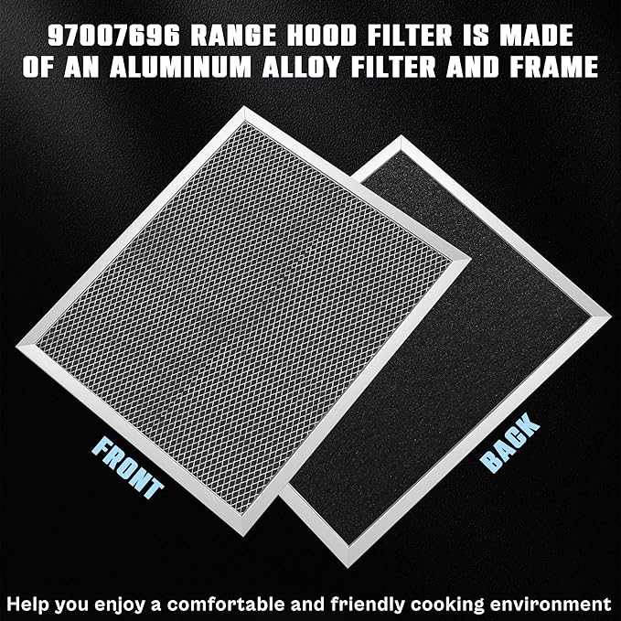 97007696 41F Range Hood Filter 10.5" x 8.8" Replacement for Bro.an Range Hood Filter - Aluminum Mesh Charcoal Combo Kitchen Grease Filter Replace 97007996 WB2X10700 50187 97005687 2 Pack by TOMOON
