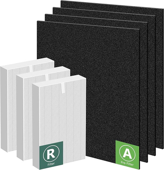 HPA300 Filter Replacement for Honeywell Air Purifiers HPA300 Series, HPA300, HPA304, HPA8350, HPA300VP, HPA3300b, HPA5300, Replace HRF-R3, 3 Middle Main Filter R and 4 Pre Filters A HRF-AP1