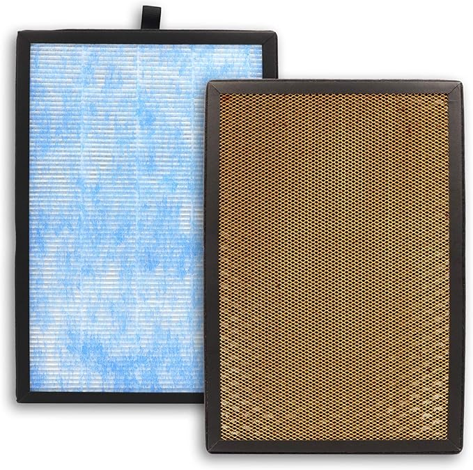 Flintar Air Max 8L True HEPA Replacement Set, Compatible With Okaysou AirMax8L Air Purifier, Blue Ultra-Filter H13 True HEPA + Yellow Duo-Filter Activated Carbon Combo Pack