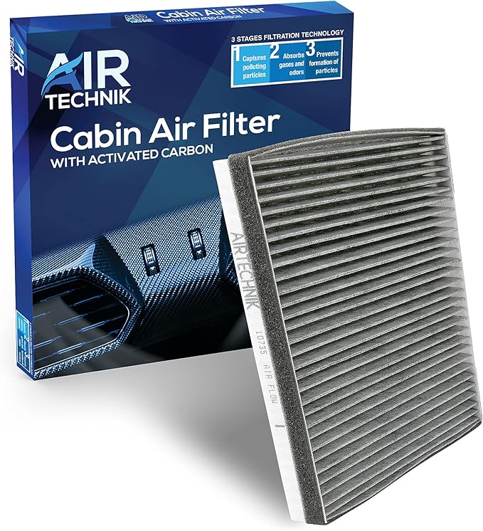 AirTechnik CF10735 Cabin Air Filter w/Activated Carbon | Fits Genesis G80 G90 GV70 GV80, Hyundai Equus, Genesis, Santa Fe/Kia K900, Stinger, Telluride (2011-2026 Select Models) - 97133-3M000