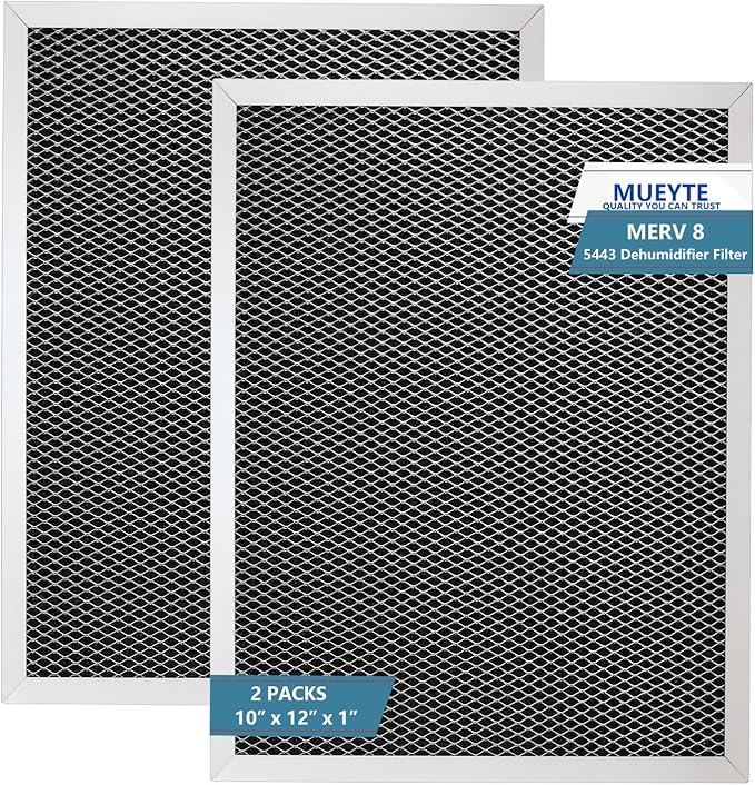 5443 Washable MERV 8 Dehumidifier Filter Compatible with AprilAire Whole-House Dehumidifier Models 1830 1850 1852 and Ventilation Models 8191 8192 10x12x1 inch Replacement Filter 2 Pack