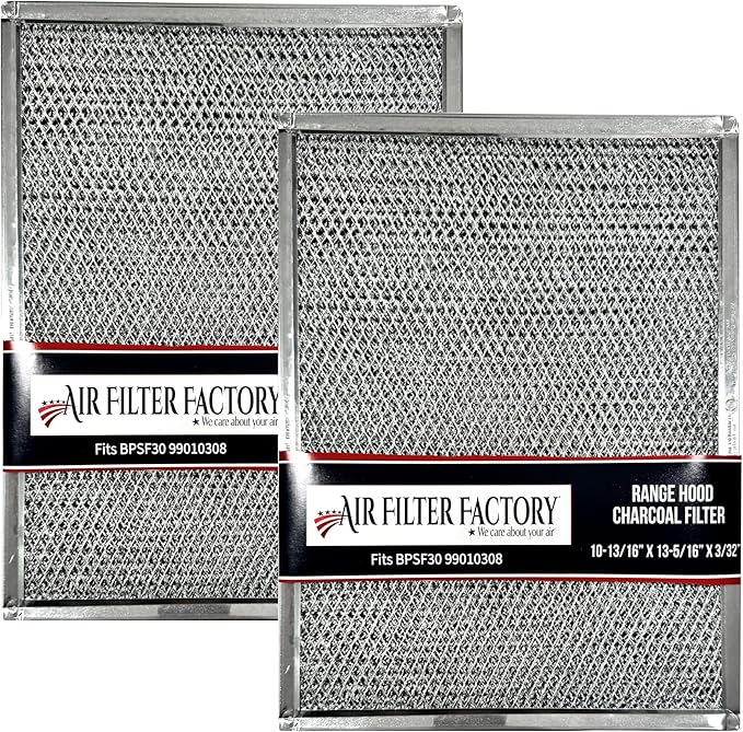 Air Filter Factory Carbon Filter BPSF30 99010308 Replacement For Broan QS WS NON-Ducted Measures 10-13/16" X 13-5/16" X 3/32" USA Made Range Hood Charcoal Carbon Filters 2-Pack