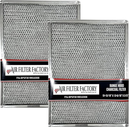 Air Filter Factory Carbon Filter BPSF30 99010308 Replacement For Broan QS WS NON-Ducted Measures 10-13/16" X 13-5/16" X 3/32" USA Made Range Hood Charcoal Carbon Filters 2-Pack
