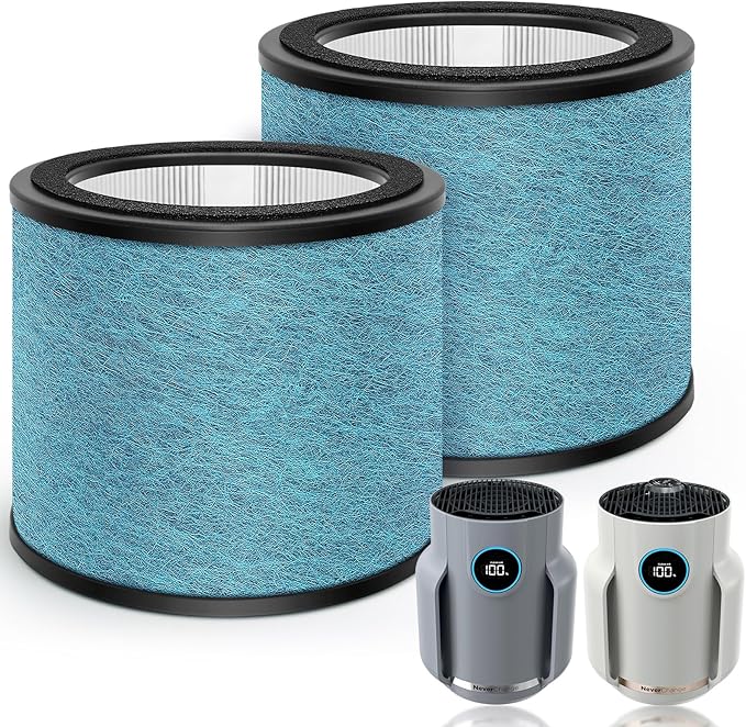 HP072 HP071BRN Filters Replacement Filters for Shark NeverChange Air Purifier Compact Pro HP071BRN, HP072PK, HP072PL, HP072GN, 3-in-1 True H13 HEPA Filter, Blue, 2-Pack