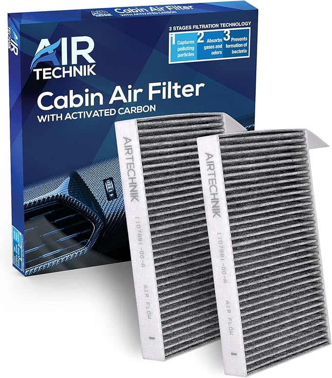 AirTechnik CUK25015 Cabin Air Filter w/Activated Carbon | Fits Tesla Model 3 2017-2025, Model Y 2020-2025 - 1107681-00-A | CF12774