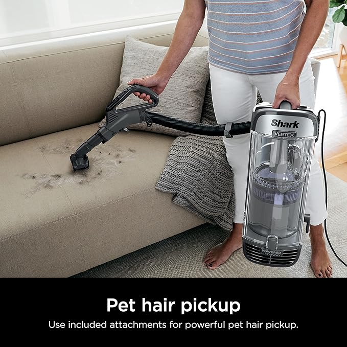 Shark AZ2001AMZ Vertex DuoClean PowerFins Upright Vacuum, with Powered Lift-Away & Self-Cleaning Brushroll, Dark Lilac, 1 qt Dust Cup