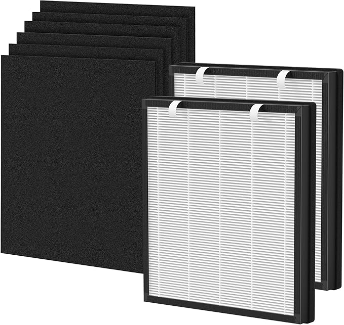 P358 Replacement Filter Compatible with HEAPETS P358 Pet Air Purifier, 3-in-1 Air Filter for Pet Hair, Dander, Odor, Includes 2 Composite Filters and 6 Pre-Filters