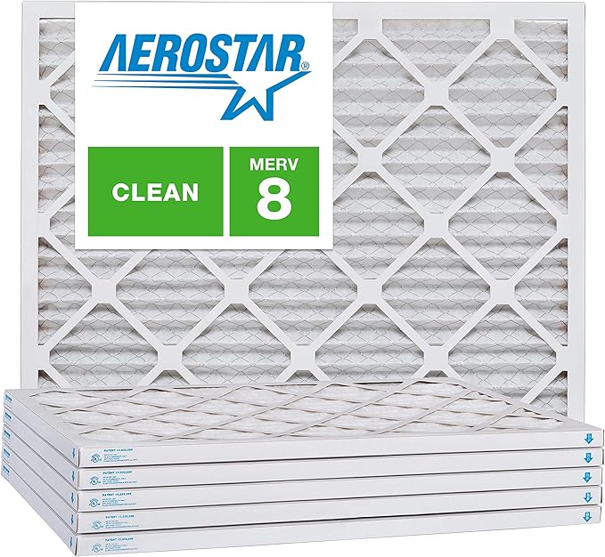 Aerostar 16x18x1 MERV 8 Air Filter, Pleated AC Furnace HVAC Filters (15.875x17.875x0.75), Electrostatically Charged for Allergies Dust Pet Dander Pollen Mold Lint, MPR 600 FPR 5, USA, 6 Pack