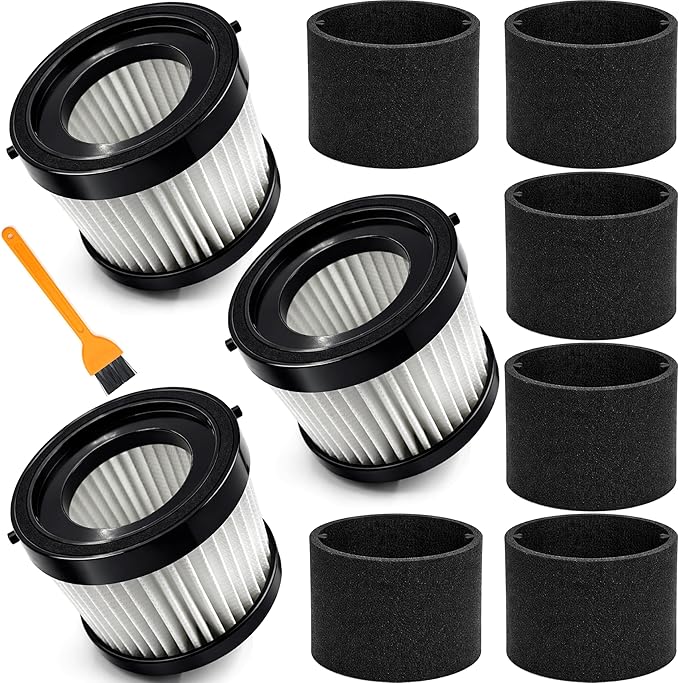 DCV501HB Replacement Filters Compatible With DEWALT DCV501HB DCV5011H Cordless Handheld Vacuum, 3 Packs Vacuum Filter with 6 Foam Sleeve Filters & 1 Brush