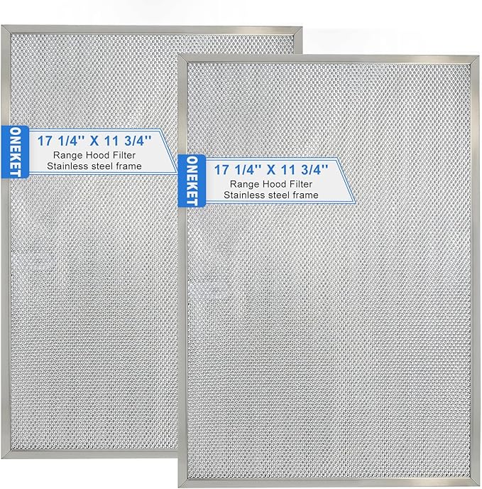 2 Pack-BPS1FA36 Range Hood Filter Upgraded Stainless Steel Frame 11-3/4" X 17-1/4" X 3/8" Replacement for NuTone Allure 36" WS1 and Broan QS1 36-Inch Filter