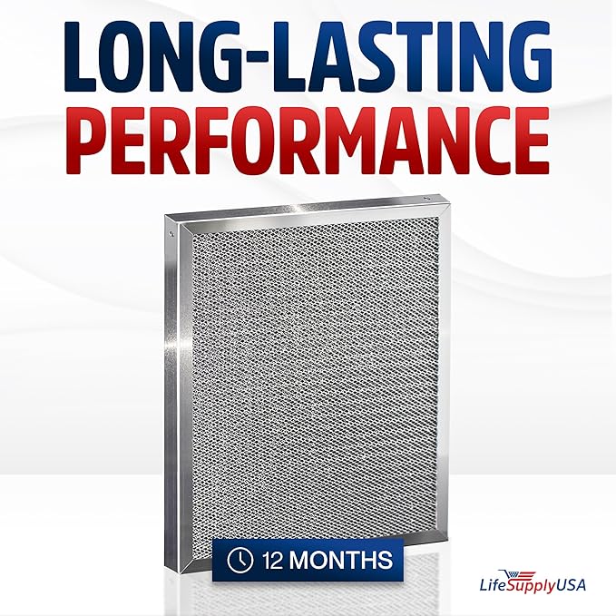 12x12x1 Electrostatic Air Filter, MERV 8, Washable, Reusable Furnace AC/HVAC Filter, Energy Saving, Easy to Clean, Long-Lasting by LifeSupplyUSA