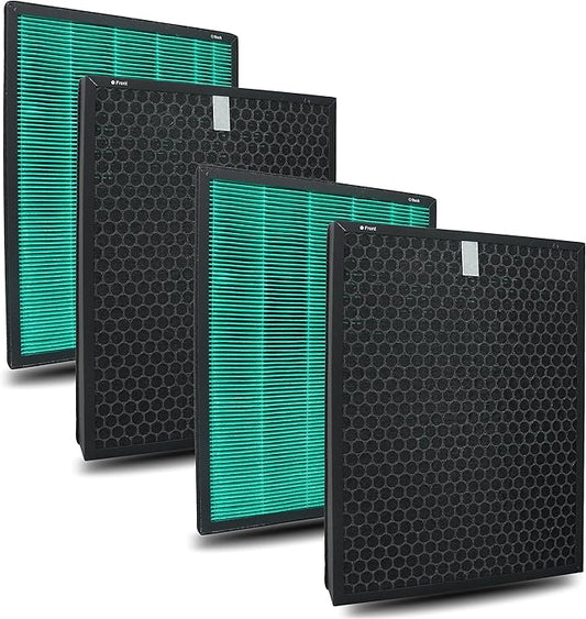 4-Pack 400/400S True HEPA Filter Replacement Filter For Coway AIRMEGA Max2 400/400S 400 400s 400(G) 400s(G) Air Purifier, Max 2 Green H13 True HEPA and Active Carbon Filter Set (Part# AP-2015-FP)
