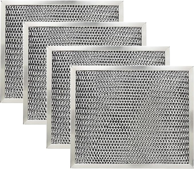 KITCHEN BASICS 101: 4 Pack 97007696 Range Hood Grease Mesh Charcoal Carbon Combo Filter Replacement for Broan Nutone 6105C, 41F, 97005687 - Size 8.75 x 10.5 x .44 Inches